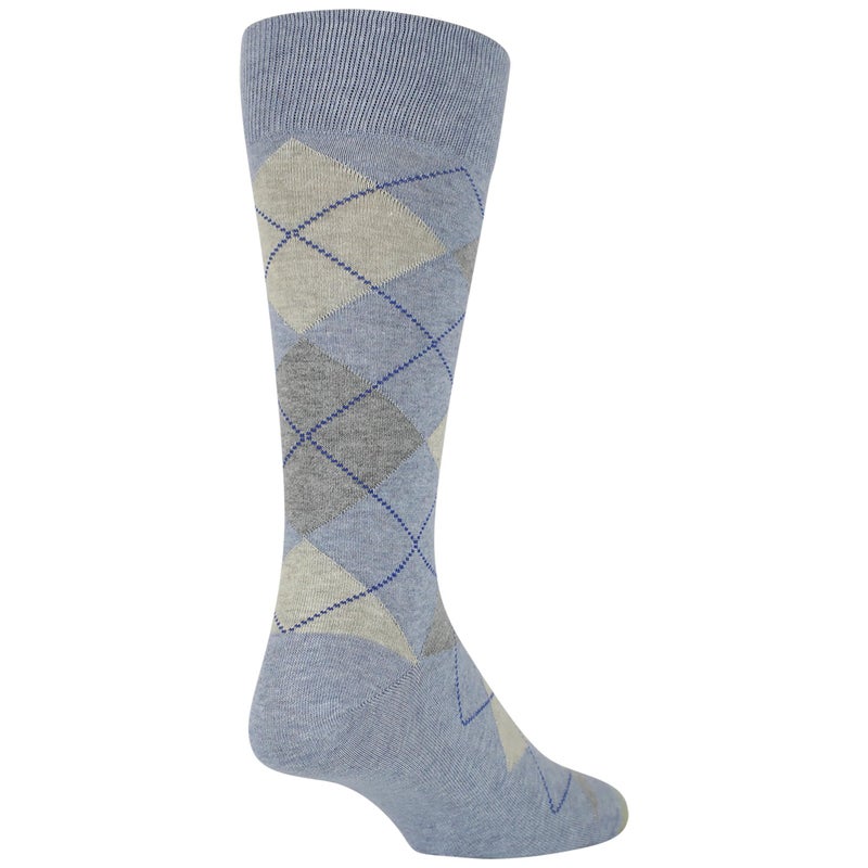 GOLDTOE Men's Carlyle Argyle Crew Dress Socks, 3-Pairs, Chambray/Oatmeal, Large - Image 4